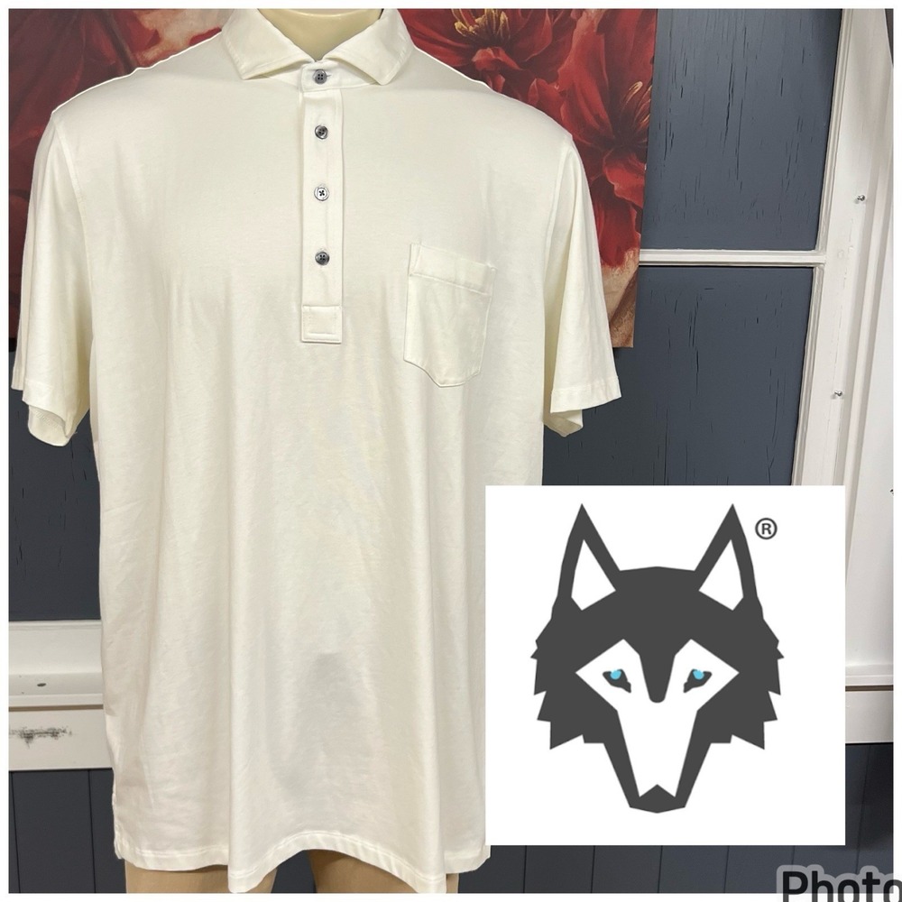 Greyson Soft Touch Pima Cotton Polo Golf Shirt Mens XXL Loose Fit Ivory